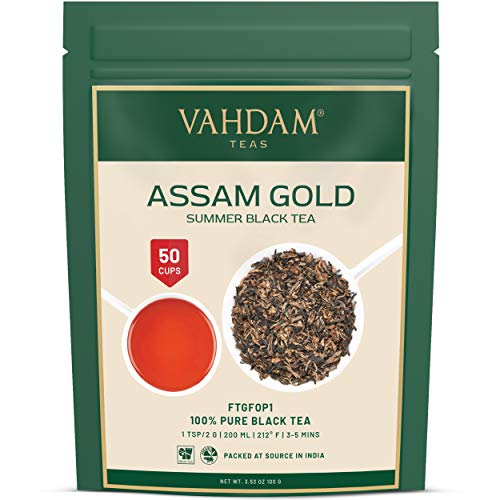 VAHDAM, Assam Gold Second Flush (50 Tassen) | RICH & MALTY ASSAM TEE Loose Leaf | 100% REINER UNVERGLEICHTER Schwarzer…