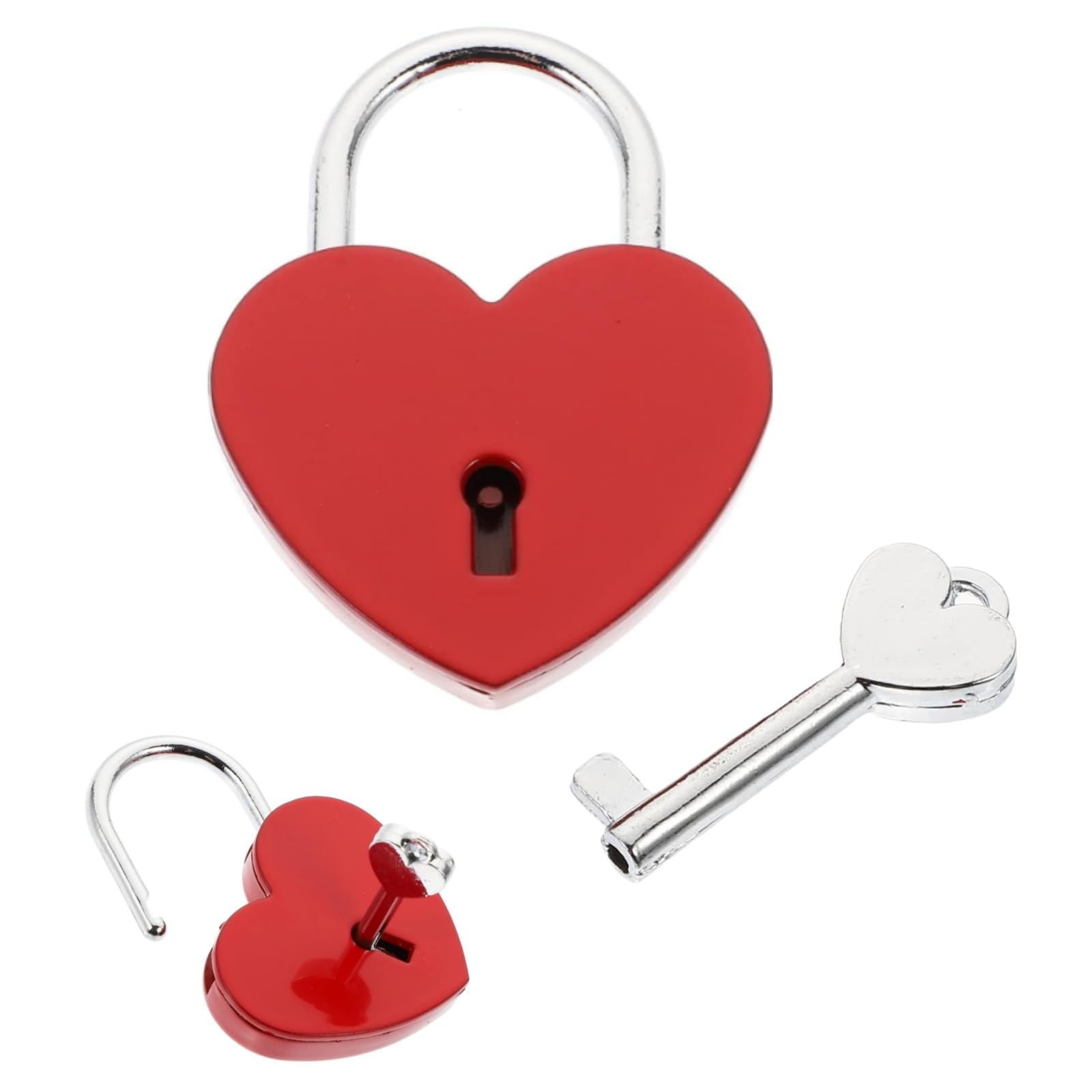 Heart Padlock with Key, Love Lock, Heart Mini Key Lock for Lovers, Wedding, Valentine's Day, Anniversary, Travel, Diary