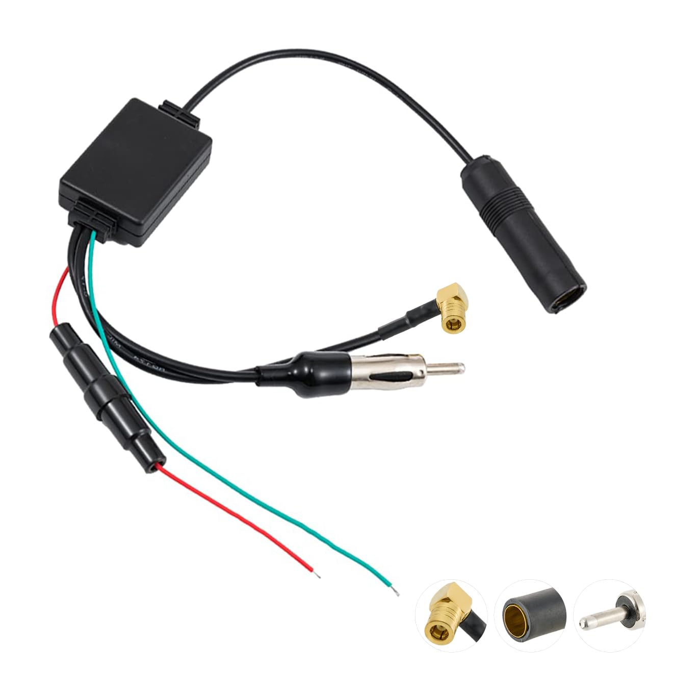 Vecys DAB FM/AM Car Antenna Signal Amplifier Splitter SMB to DIN FM Antenna Splitter ACTIVE Car Radio Digital Radio DAB + Plus Adapter Plug