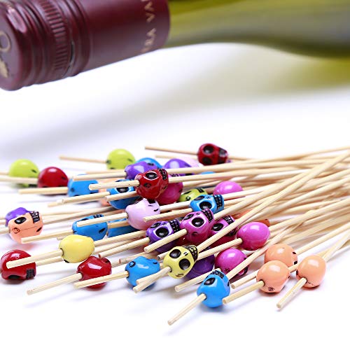 image for Cocktail Picks 100 Counts Skeleton Sticks Wooden Toothpicks Cocktail S