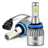 Infitary LED Headlight Bulbs Conversion Kits High/Low Beam Auto Headlamp Dual Beam Car Headlight 72W 6500K 8000LM Extremely Super Bright COB Chips- 1 Pair- 3 Year Warranty (H8 H9 H11 Silvery)