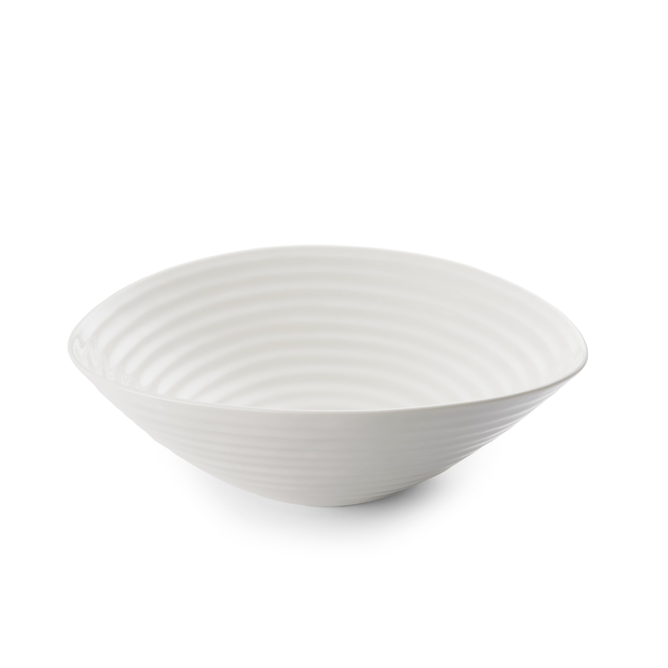 Portmeirion x Sophie Conran White Porcelain Salad Bowl - Large Dessert Bowl with Signature Ripple Design, Microwave & Dishwasher Safe, Suitable for Everyday Use