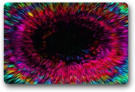 Colorful Abstract Psychedelic Trippy Black Hole Art Doormats Entrance Mat Floor Mat Door Mat Rug Indoor/Outdoor/Front Door/Bathroom Mats Rubber Non Slip (23.6"x15.7",L x W)