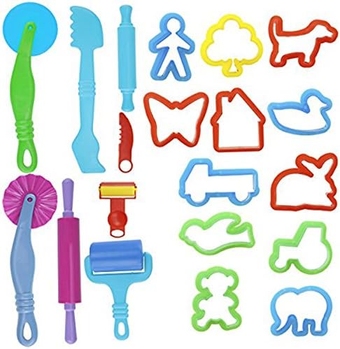 ROSENICE Clay Models Dough Tools Kit Smart Clay Tool Gift with Molds 20pcs Random Color