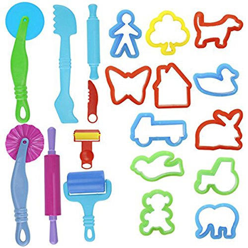 ROSENICE Clay Models Dough Tools Kit Smart Clay Tool Gift with Molds 20pcs Random Color