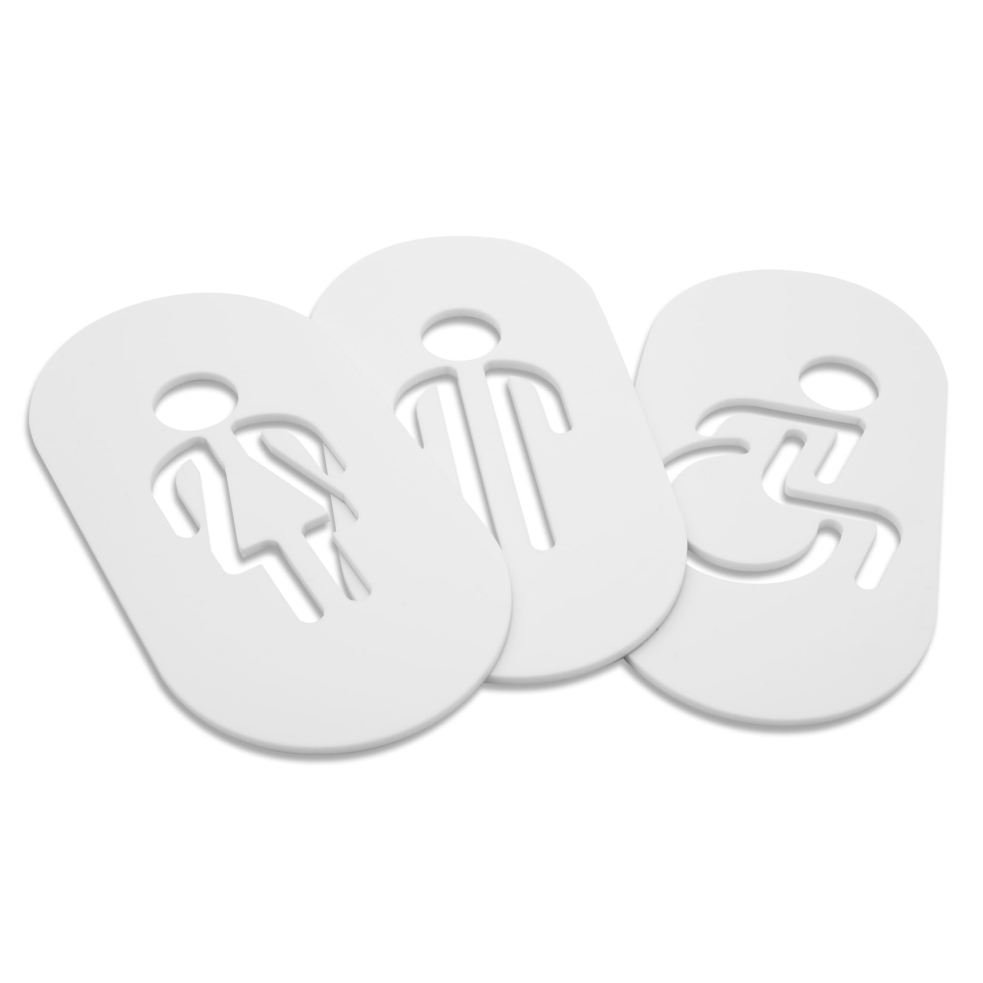 DOJA Barcelona | Men, Women and Disabled Toilet Sign | White | 160 x 80 mm | Pack 1+1+1 | Methacrylate Door Sign for Bathroom | Toilet Sign for Office, Business, Restaurant, School