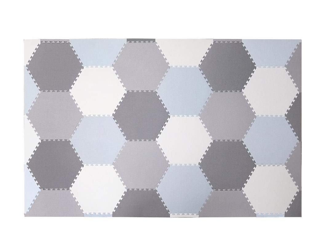 Baby Brielle Interlocking Hexagon Floor Foam Tile Activity Mat for Tummy Time, Crawling, and Playing Ultra Thickness Playmat for Infants and Toddlers for Nursery Room in Grey/White : Baby