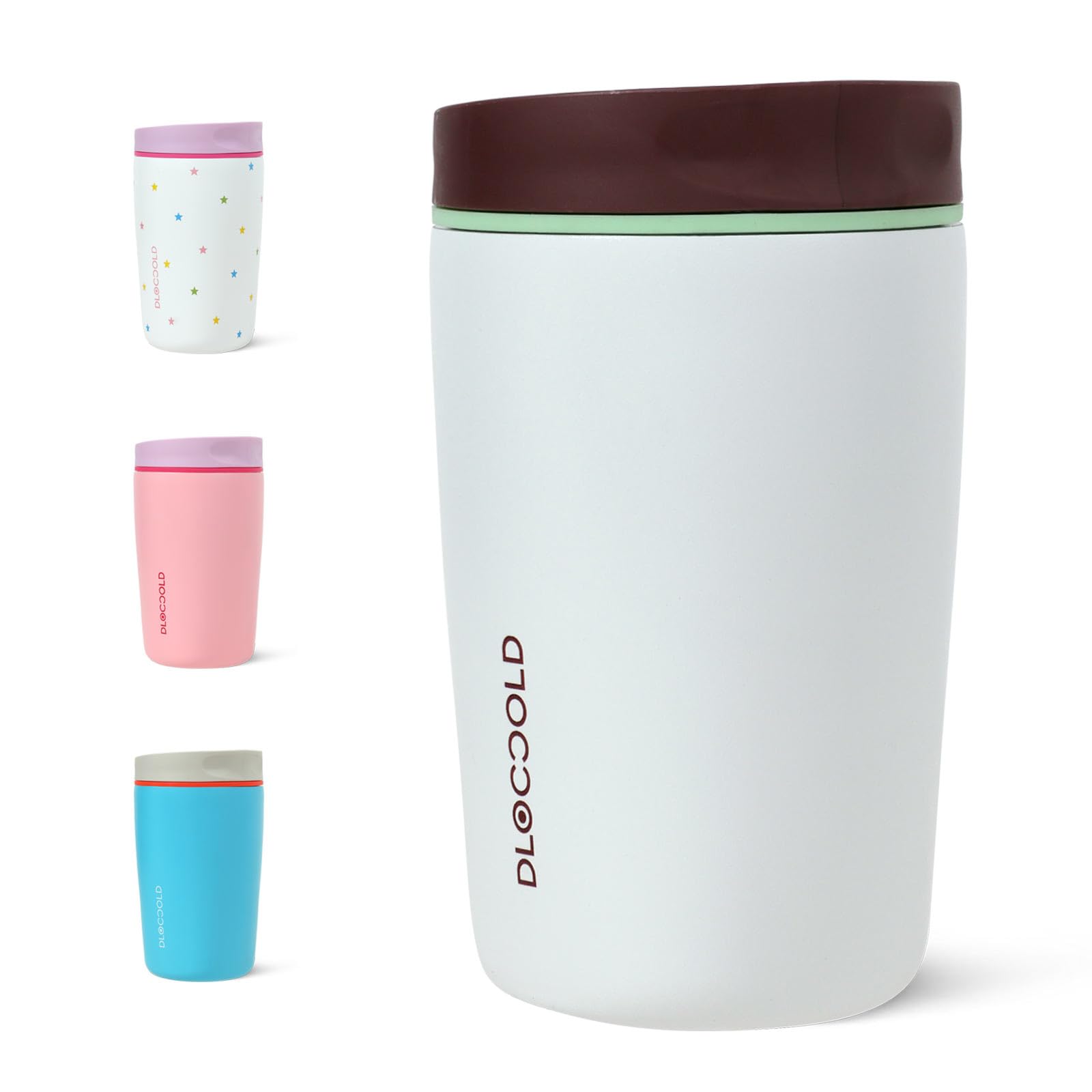 DLOCCOLD Insulated Stainless Steel Coffee Tumbler with Spill Resistant Lid, Reusable Iced Coffee Cup, Cup Holder Friendly Travel Coffee Mug, 12oz