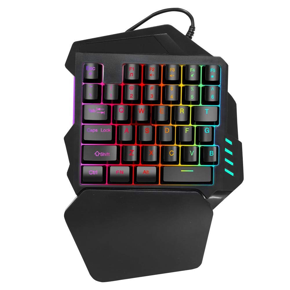Topiky One-Handed Gaming Keyboard, 2.4G Wireless Gaming Mechanical Keyboard with RGB Backlit and Wrist Rest, 35 Key Ergonomic Game Controller for PUBG Mobile Games