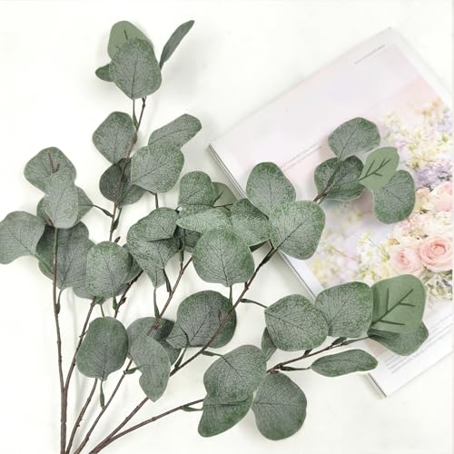 ROLLWAY Pack of 4 Artificial Eucalyptus Decorative Branches, 67 cm, Eucalyptus Easter Branches, Decorative Branches, Green, Fabric for Wedding, Home Decor, Vase, Table Decoration, Party, Christening, Communion, Confirmation, Easter Decoration