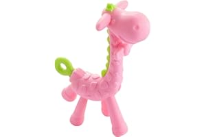 Silicone Giraffe with Anti-loss Strap│Girafe en Silicone avec Sangle Anti-perte (pink1)