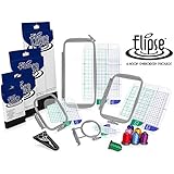 Elipse 4-Hoop Embroidery Package w/ Embroidery Thread and Scissors for Brother PE-700, PE700II, PE-750D, PE-770, PE-780D, Innovis 1000, Innovis 1200, Innovis 1250D, PC-6500, PC-8200, PC-8500 and Babylock Ellure, Emore and Esante