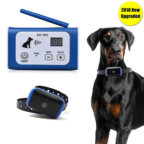 Wireless Electric Dog Fence Pet Containment System, Safe and Effective Anti Over Shock Design, Adjustable Control Range Up to 550YD & Display Distance, 1 Collar Receivers Rechargeable Waterproof
