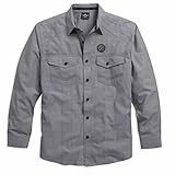 Harley-Davidson Men's Skull & Dagger Striped Long Sleeve Woven Shirt 96082-16VM