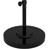 California Umbrella 50 lbs. Round Concrete Weighted Powdercoated Steel Umbrella Base, Black Frame, One Size , CFMT160-Black