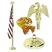Super Tough Indoor Flagpole Kit with American Flag | 3ft x 5ft Flag, Flagpole, Base & Tassel | Cotton USA Flag with Gold Fringe | 8 Ft Oak Flag pole with Aluminum Fitting, Brass Finish & Metal Eagle
