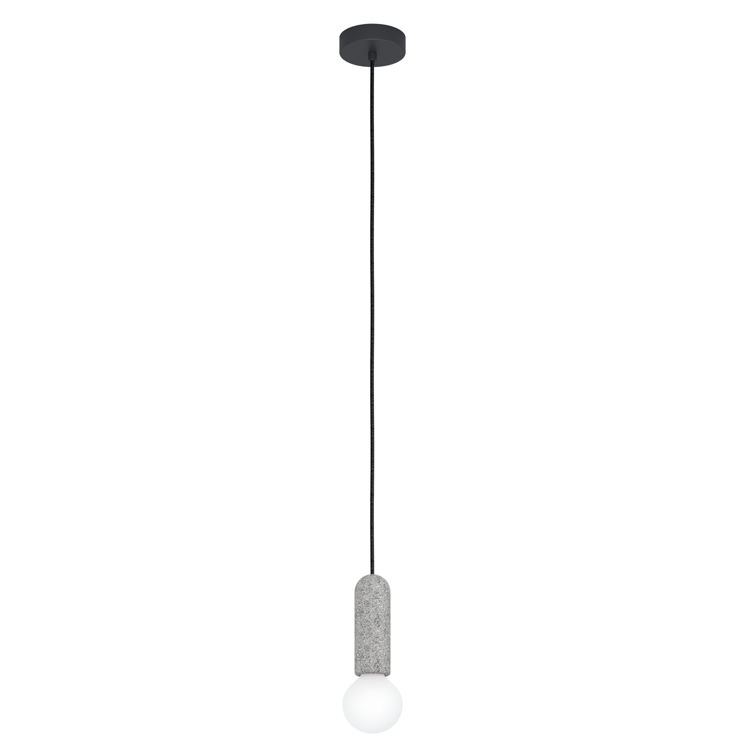 EGLO Giaconecchia Pendant Light, 1-Bulb Cord Pendant Lamp, Vintage Pendant Light Made of Steel and Terrazzo in Anthracite, Grey, Dining Table Lamp, Living Room Lamp Hanging with E27 Socket