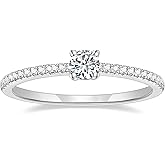 TIGRADE 1.5mm Women Eternity Ring Round Cubic Zirconia Anniversary Ring CZ Pave Promise Wedding Band Size 3-12