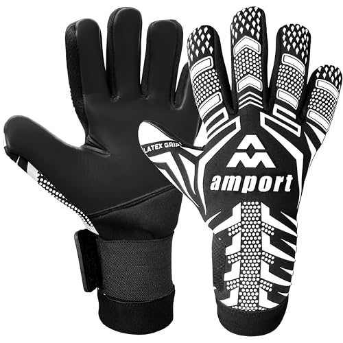 amport Goalkeeper Gloves – Latex Grip Football Goalie Gloves, Breathable and Comfortable Neoprene Football Goalkeeper Gloves for Kids, Youth & Adults – Training & Match Use