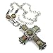 jonline24h Mens Womens Vintage Large Gothic Cross Pendant Necklace & Chain, Red Silver (Green)