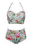 Dosoni Women's Vintage Style Floral High Waisted Bikini Sets
