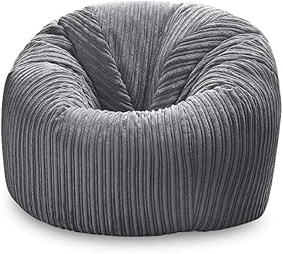 Beautiful Beanbags Jumbo Cord Beanbag Chair Lounger Grey Recliner