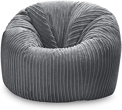 Beautiful Beanbags Jumbo Cord Beanbag Chair Lounger Grey Recliner