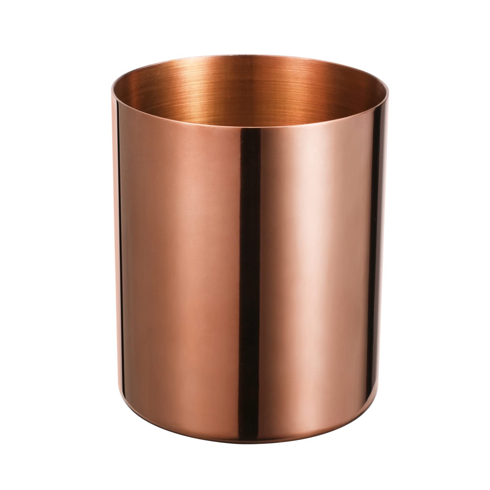 Lidwot Rose Gold 304 Stainless Steel Pen Holder – Vacuum Coated and Fade-Resistant Round Nordic Style Metal Cup for Desk, Stationery, Kitchen Tools and Makeup Brushes Storage