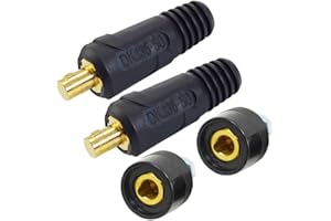 RIVERWELD TIG Welding Cable Panel Connector Plug & Socket Set DKJ35-50 & DKZ35-50 315Amp with Black Colour Dinse-Style Quick 