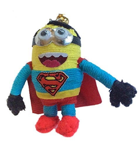 Minion in Superman Costume Voodoo String Doll Keychain by String Dolls USA