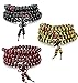 Besteel 3 PCS Mens Womens Wood Necklace Chain Bracelets 108 Buddhist Strand Wood Prayer Beads Sandalwood Link Wrist