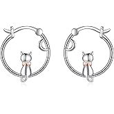 Animals Hoop Earrings for Women S925 Sterling Silver Dog/Fox/Sheep/Cat/Bee/Axolotl/Pig/Panda/Koala/Raccoon Earrings Jewelry Gift for Women