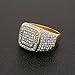 LuReen 14k Gold/Silver Twotone Square Iced Out CZ Hip Hop Ring for Men