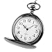 Jechin Classic Smooth Stainless Steel Case White Arabic Numbers Modern Pocket Watch (Black)