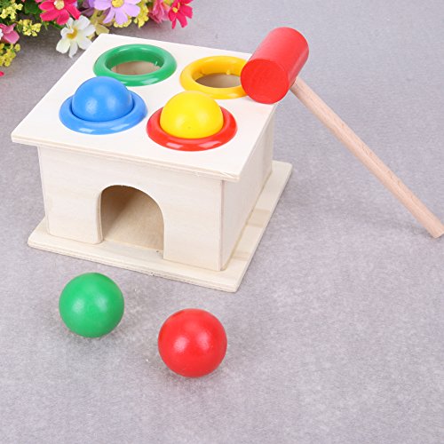 image for Awakingdemi Wooden Knock Ball Hammer, Multicolor Small Hit Ball Toys W
