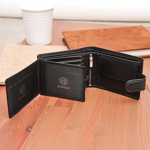 HansGo Wallets for Men Leather - Wallet with Style - Men's Wallet Handmade Genuine Leather - Wallets with RFID - The Comfortable Wallet - Wallets for Men - Original Gifts.