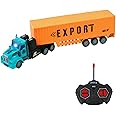 CALEST Remote Control Semi Truck with Trailer, 14" 1:48 Trailer Truck Toy, Equipped with 2 Rechargeable Batteries, Gifts Ideas for Boys Age 3-8 Year Old-Yellow