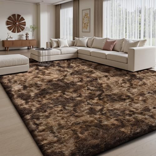 Sour Lemon Hochflor Teppich Groß, Braun Teppich Wohnzimmerteppich 200x300cm