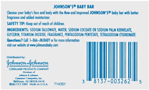 Johnson's Baby Bath Bar Soap, 3 Oz.(Pack of 6)