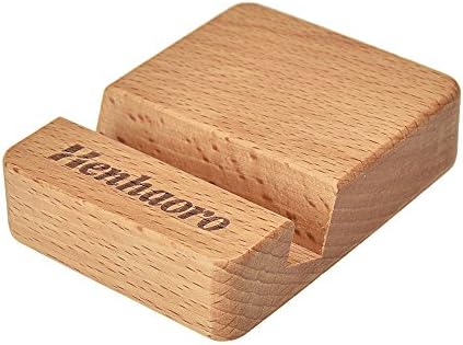 Henhaoro Desktop Cell Phone Stand iPhone Wood Dock Cradle Universal Holder For all Android Smartphone, iPhone 6 6s 7 8 X Plus iPad Mini