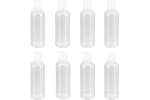 8 Pack Plastic Travel Bottles Set, Clear 100ml/3.4 oz Leak Proof Refillable Squeeze Bottles for Toiletries Squeezable Travel 