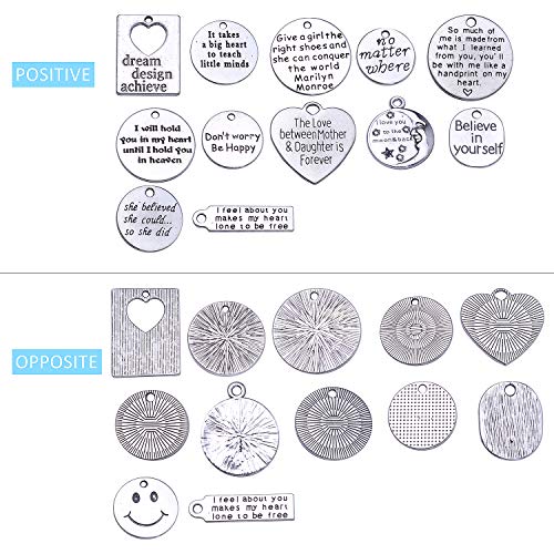 Jdesun 24 Pieces Inspiration Words Charms, 12 Styles Inspirational Message Charm Pendants for Crafting Necklace Bracelet - Thumbnail 3