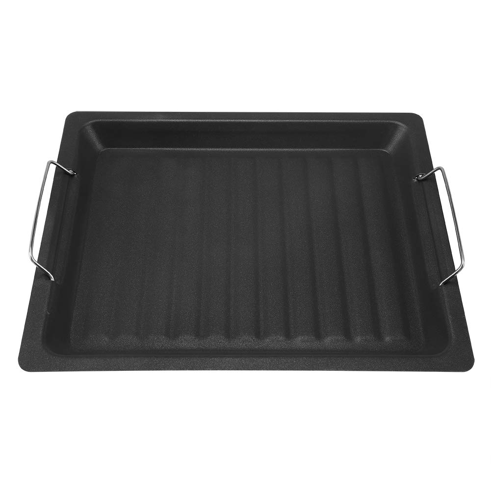 Stainless Steel Barbecue Griddle Pan, Non-Stick, 30x25cm, Black, Portable Flat Grill for Outdoor Cooking