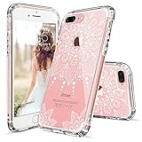 iPhone 7 Plus Case, MOSNOVO White Henna Mandala Floral Lace Clear Design Printed Transparent Hard Plastic with Soft TPU Bumper Protective Back Phone Case Cover for Apple iPhone 7 Plus (5.5 Inch) (Wireless Phone Accessory)