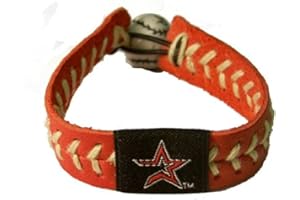 GAMEWEAR MLB Houston Astros Red Leather/Sand Thread Team Color Baseball Bracelet
