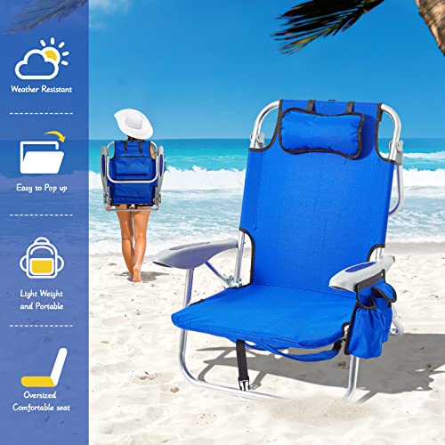 ROWHY Backpack Beach Chair for Adults with Cooler Pouch Portable