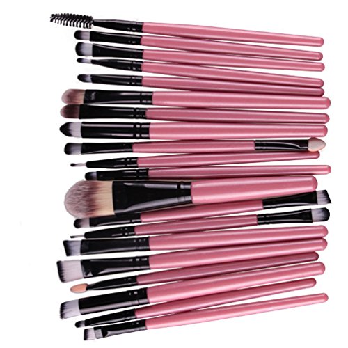 KOLIGHT 20 Pcs Pro Makeup Set Powder Foundation Eyeshadow Eyeliner Lip Cosmetic Brushes (Black+Pink)