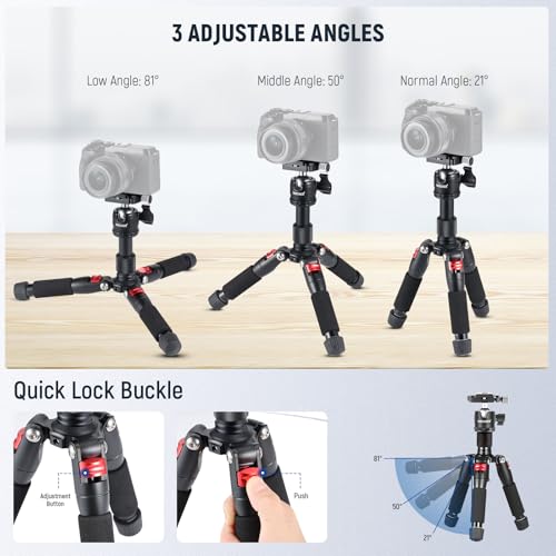 Neewer Portable Desktop Mini Tripod - Aluminum Alloy 20 inches/ 50 centimeters with 360 Degree Ball Head, 1/4 inch Quick Shoe Plate for DSLR Camera Video Camcorder, Load up to 11 pounds/5 kilograms