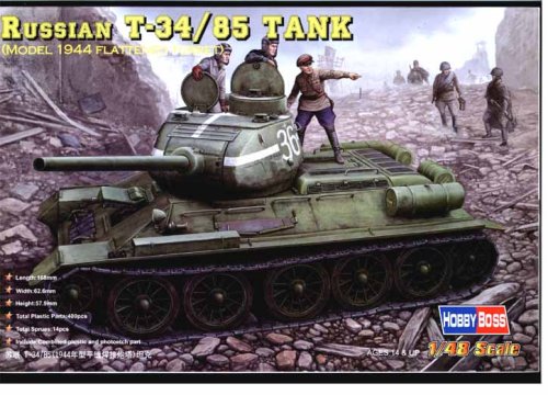 Hobby Boss Russian T-34/85 Tank Model 1944 with Flattened Turret Vehicle Model Building Kit