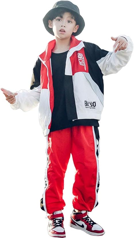 Amazon Co Jp Nolcctn ダンス衣装 キッズ 男の子 女の子 赤 長袖 2点セット ヒップホップ ストリート 上下 演出服 Jazz Dj オシャレ キッズ 大きいサイズ 110 180cm X263 110cm レッド おもちゃ